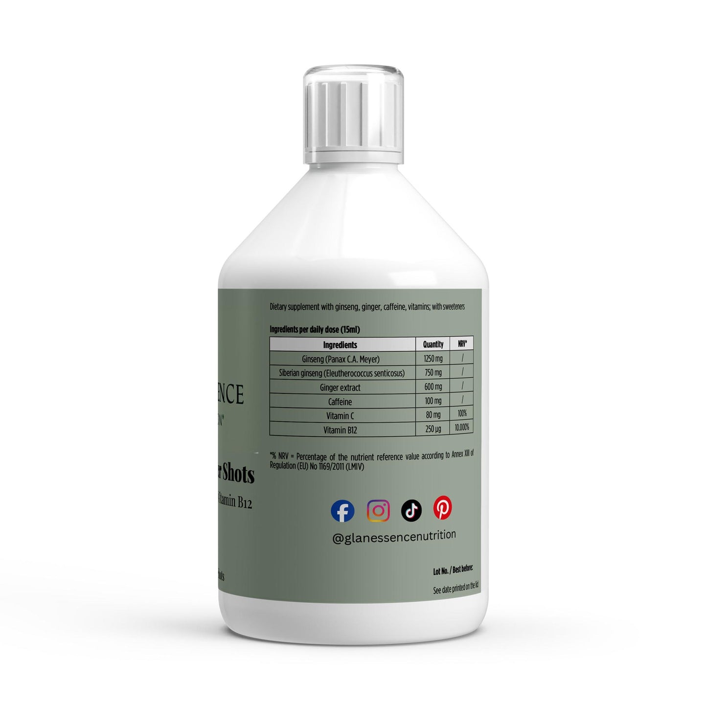 Supplement bottle with label on a white background