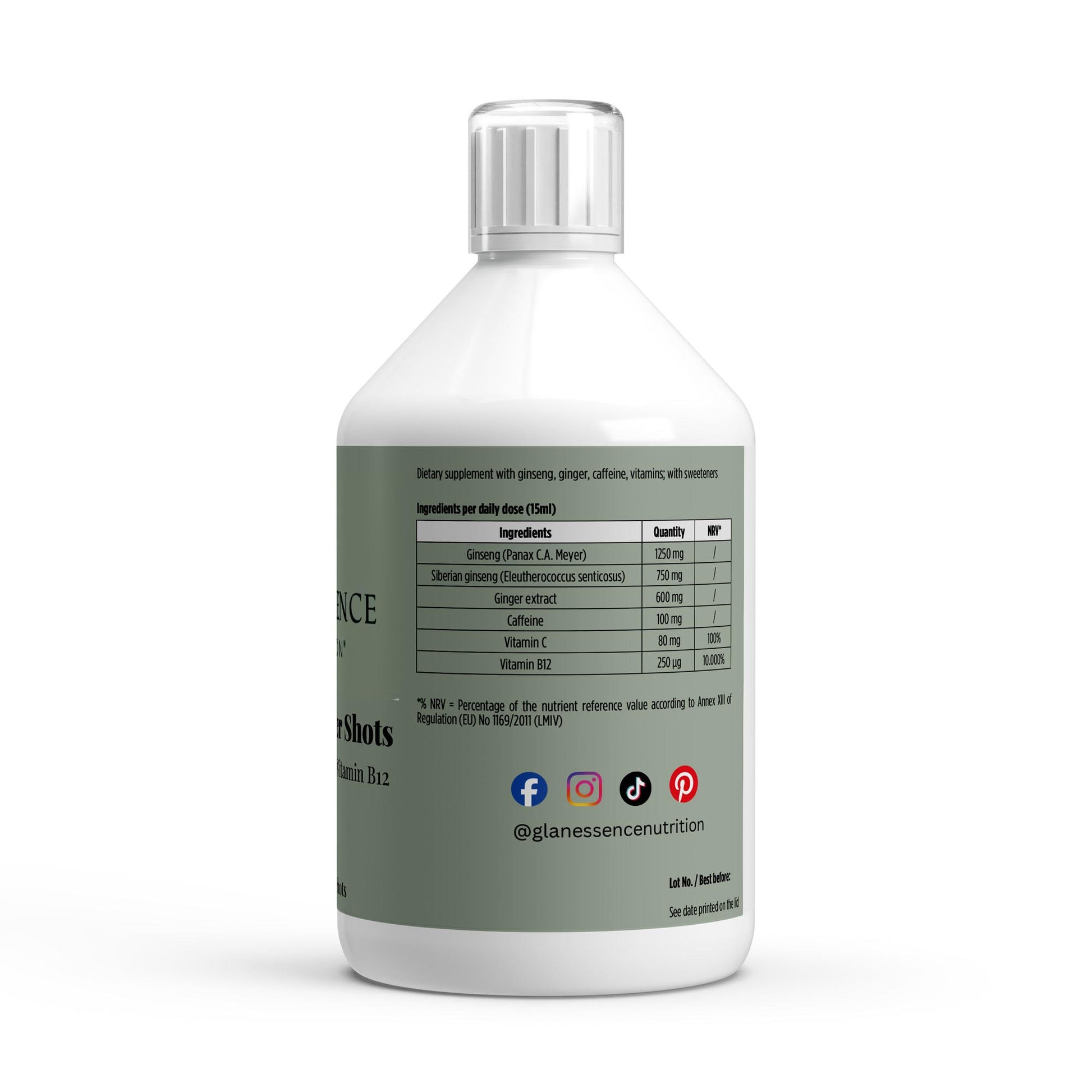 Supplement bottle with label on a white background