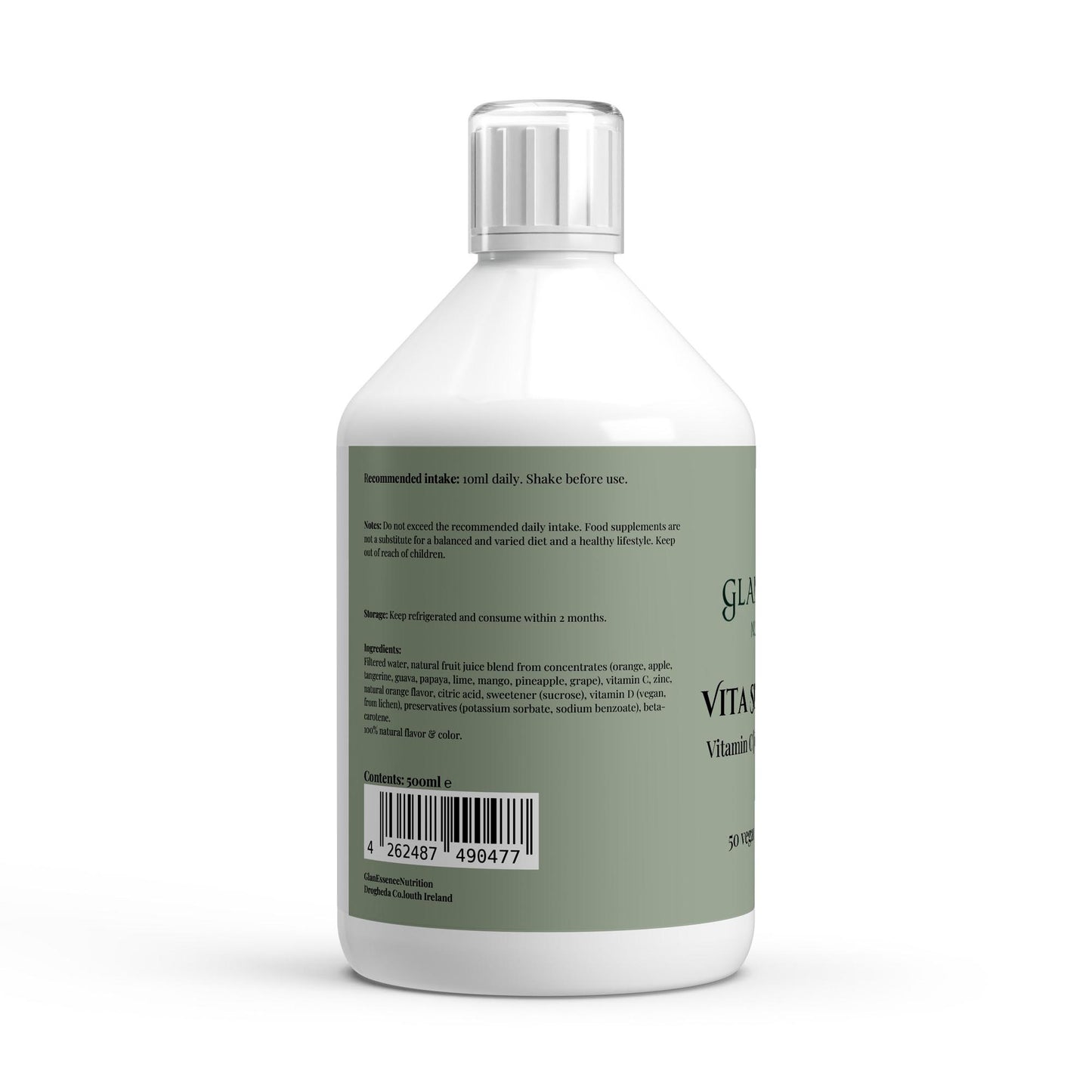 Vitamin supplement bottle with label on a white background